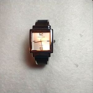 Casual Corner Black and Silver Cuff Watch